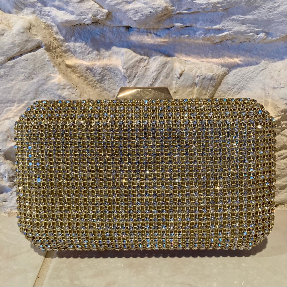 NWOTJessica McClintock gold toned metal evening bag